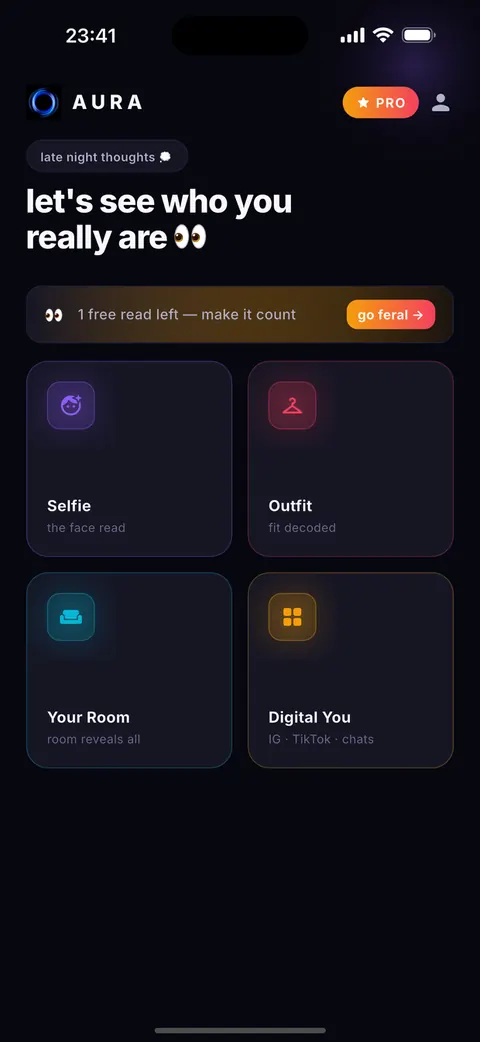 Aura home screen